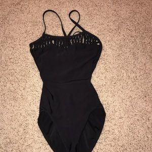 Black spaghetti strap leotard